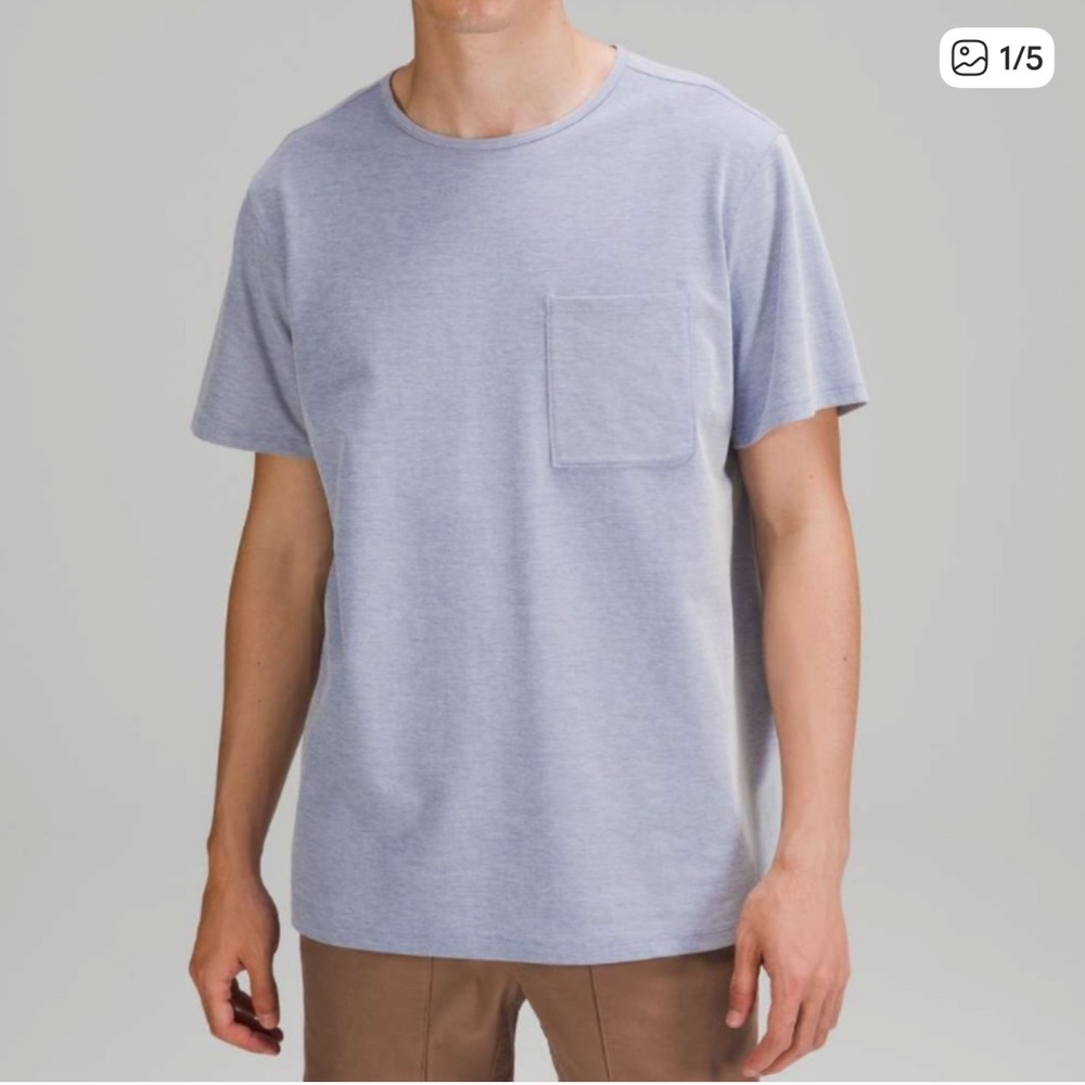 Blue Lululemon Athletica Men's Short Sleeve Pocket Tee - Blue